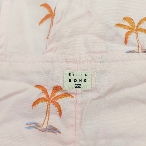 Billabong Romper Overalls Girls Small Soft Pink Palm Print Summer Outdoor Beach - Picture 8 of 12